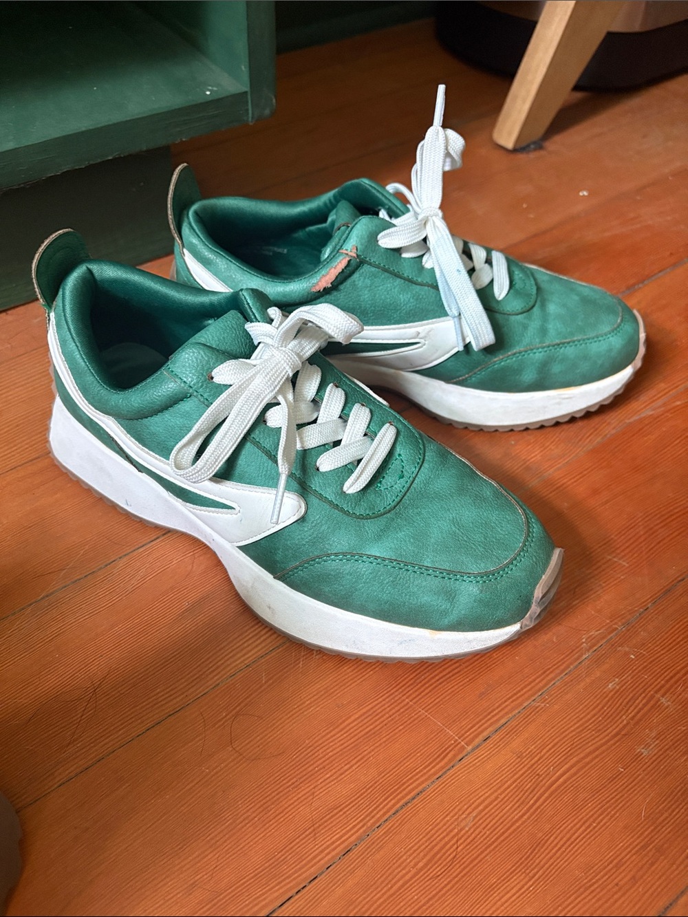 Dolce Vita Emerald Green Platform Sneakers with White Trim